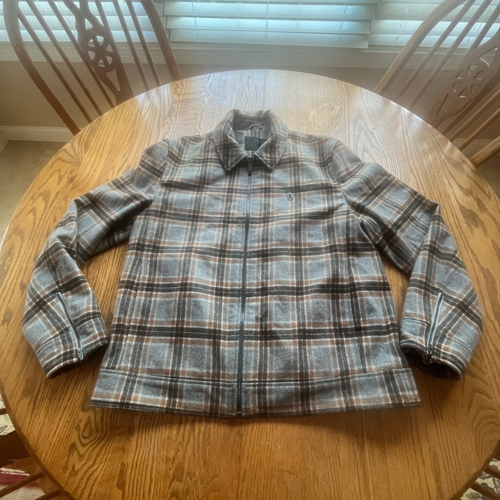 Cadogan Luxury Lexington Lined Wool Jacket Gray Brown Plaid Men’s Size L - Picture 2 of 16